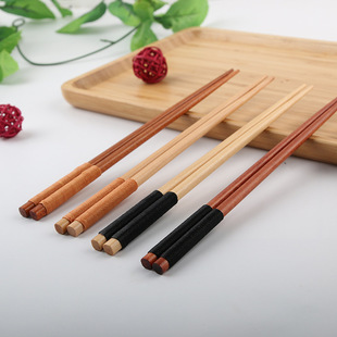 Japanese Style Pointed Chopsticks Exquisite Fashion Tableware Japanese Style Log Winding Non-slip Wood Proton Hotel Home