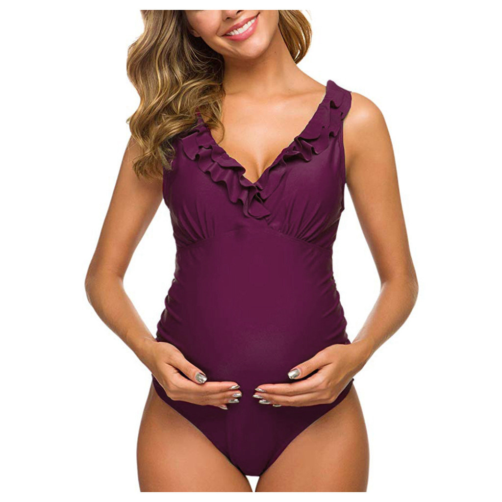 2020 New Foreign Trade Amazon Sexy Fashion Ruffled Pregnant Women One-piece Swimsuit US Size