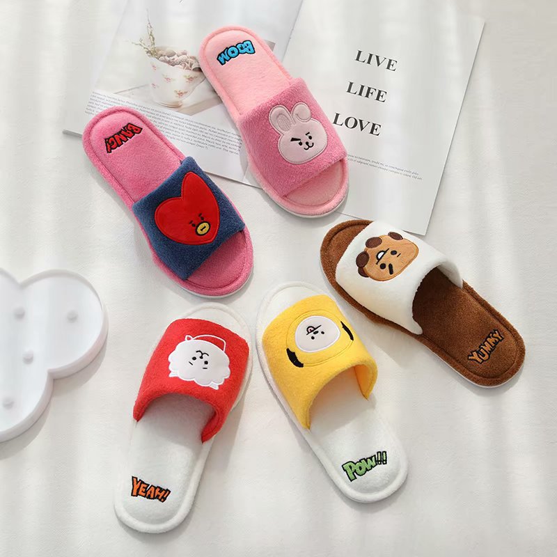 Spring and Autumn Women's Fish Mouth Slippers Sheep Love Indoor Suede Open Toe Non-slip Soft Bottom Drag