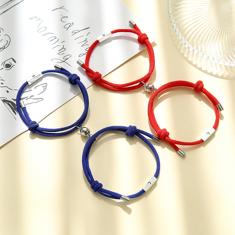 2020 new alloy sun and moon couple bracelet a pair of magnets attract girlfriends hand rope jewelry wholesale foreign trade
