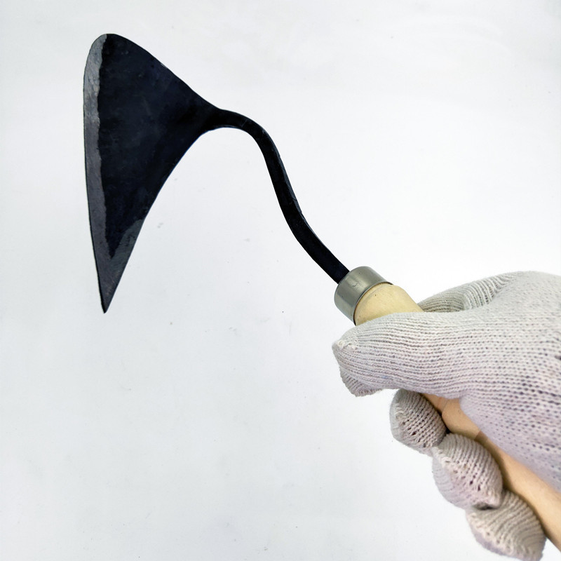 Kojima Yokawa Wooden Handle Tilt Triangle Point Hoe Korea Foreign Trade Forging Bend Hoe Agricultural Horticultural Seedling Tool