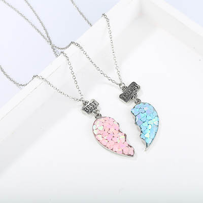 Europe and the United States cross-border drop glue cartoon alloy jewelry New Sequins love-shaped good friend children's necklace set