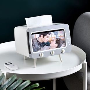 Home Creative TV Tissue Box Creative Multifunctional Desktop Retro Paper Box Living Room Tissue Storage Box