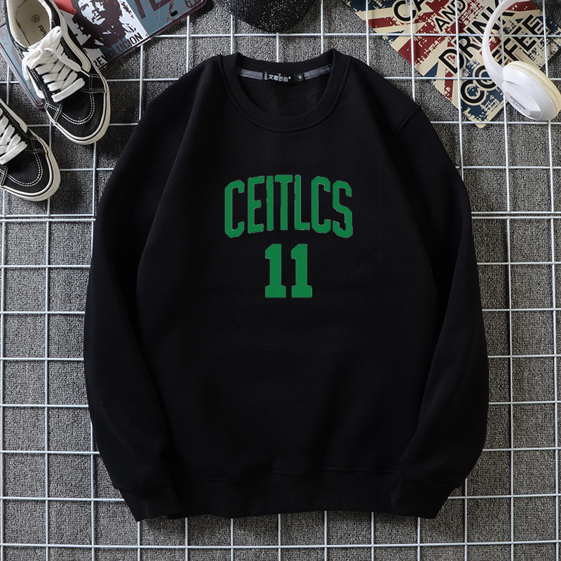 NBA Celtics Owen basketball jersey round neck hooded sweater men's fleece-lined warm autumn and winter long sleeve top