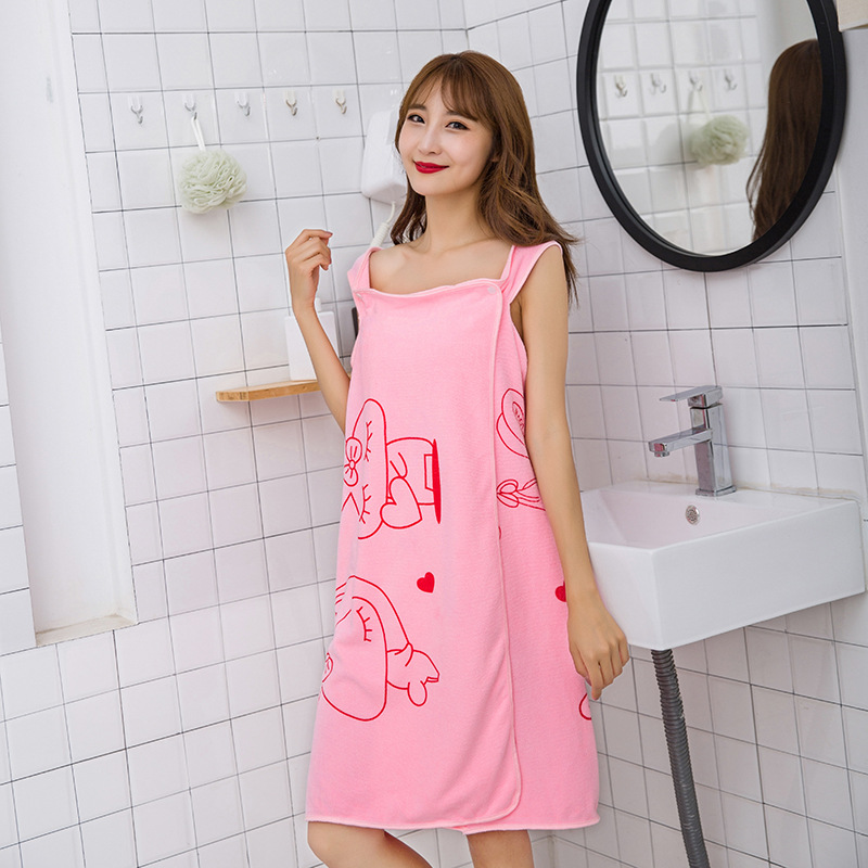 Factory wholesale microfiber cartoon skirt wearable sling bath towel women's soft absorbent beach towel can be customized