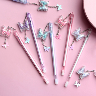 South Korea ins girl heart butterfly pendant gel pen fresh cute student exam signature pen pendant water pen
