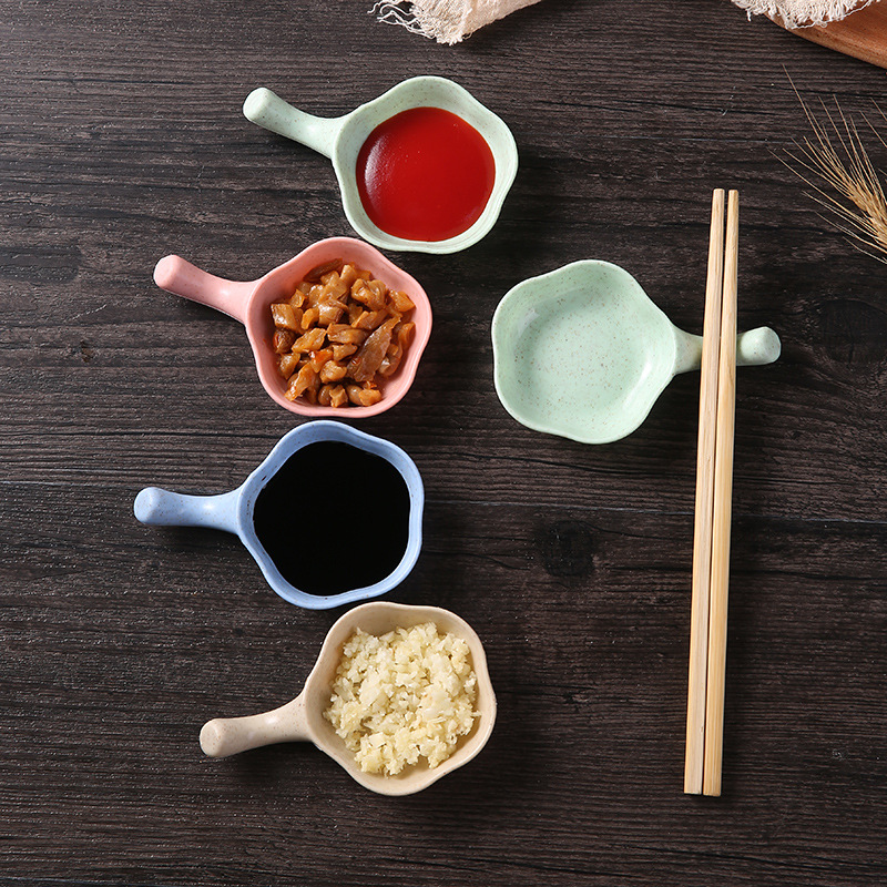 Japanese Style Seasoning Dish Household Dish Sauce Dish Vinegar Dish Sauce Dish Tableware Dish Handle Small Dish Dip Dish