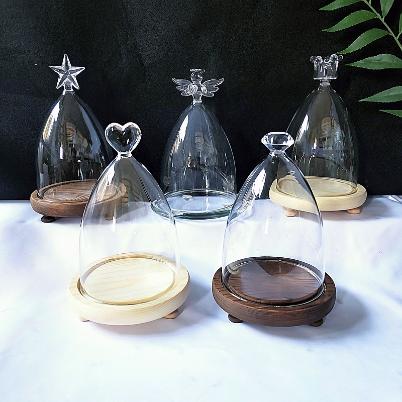 Valentine's Day Eternal Flower Glass Cover Love Cake Cover Micro Landscape Vase Doll Bubble Mart Decoration Dust Cover