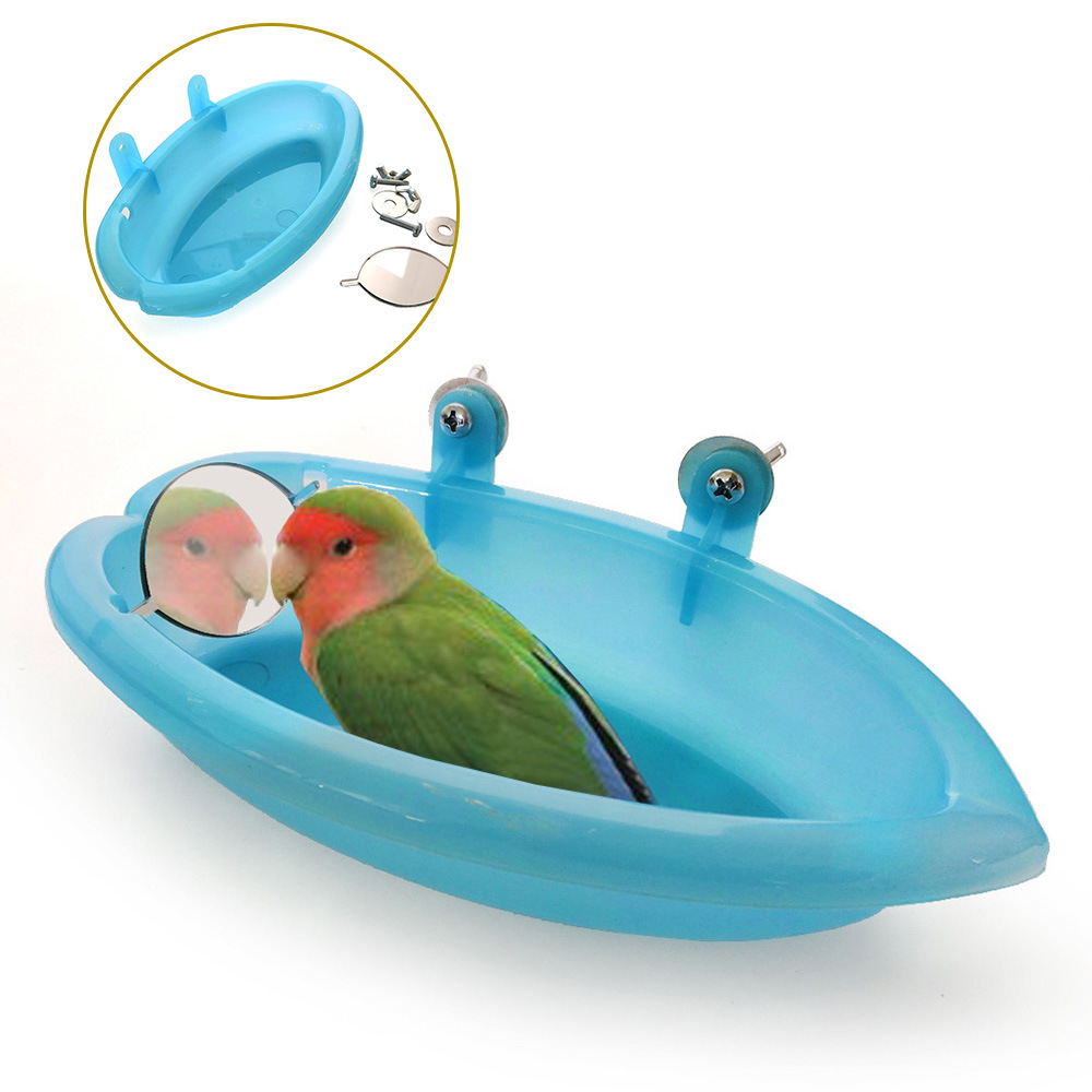 With mirror bird bath basin little parrot peony tiger skin bath basin food box