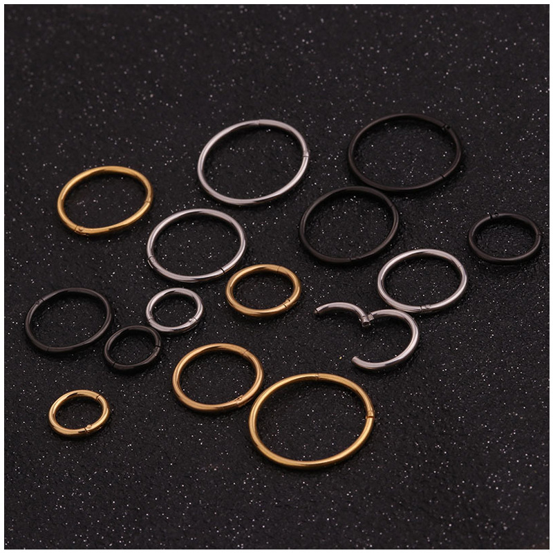 Foreign trade hot selling open ring nose ring closed ring stainless steel seamless ring puncture jewelry European and American earrings single