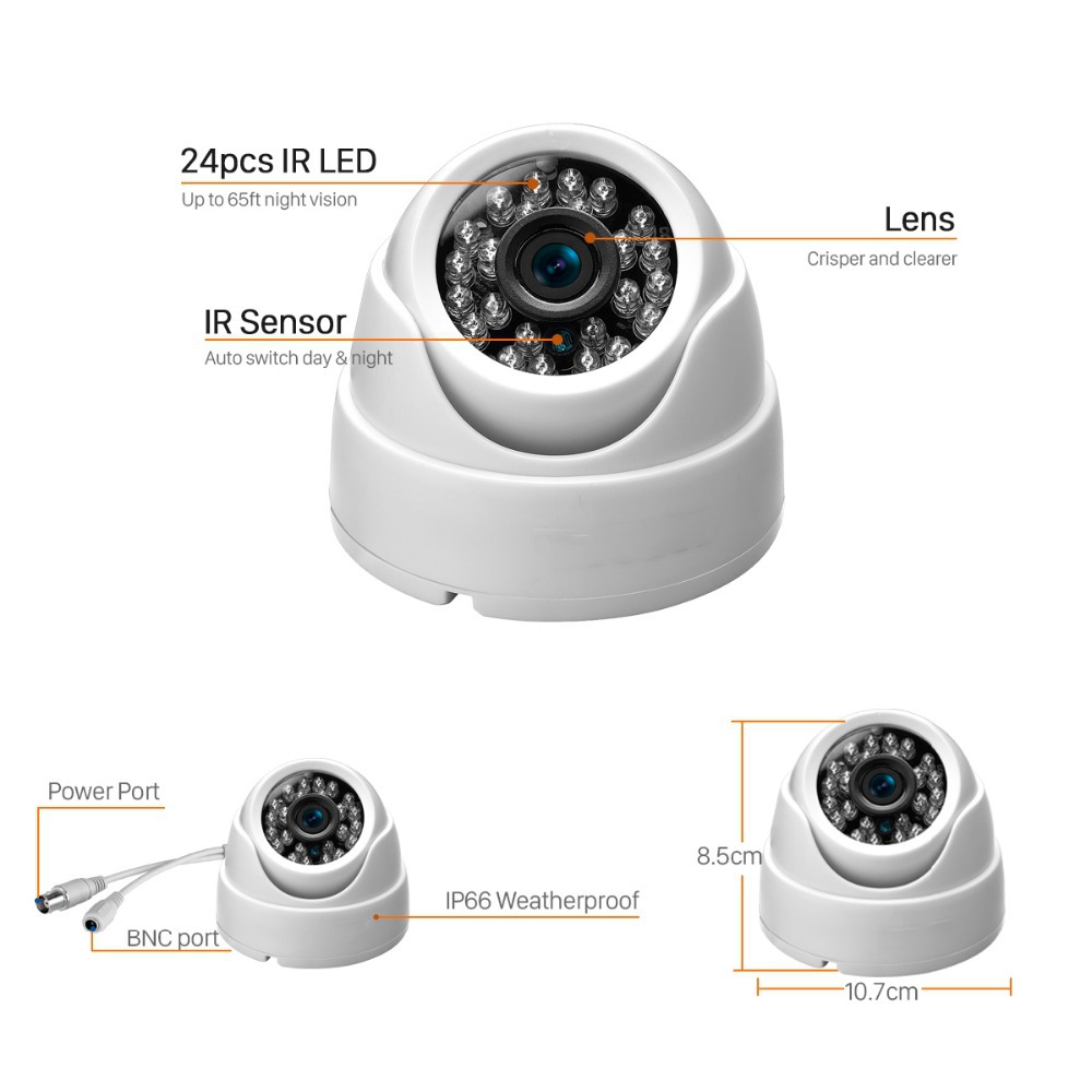 24 lights conch hemisphere ccd camera ahd optional 720p infrared night vision indoor Universal 1080p car