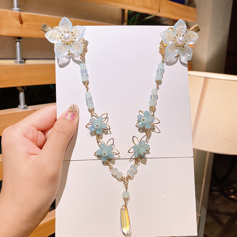 Children's Ancient Clothing Headwear Walking Tassel Hairpin Super Immortal Princess Hair Accessories Ancient Hanfu Accessories Girl's Ancient Style Hairpin