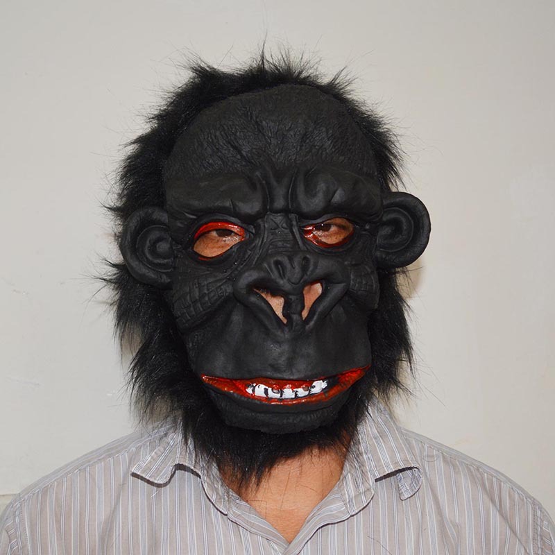 Halloween Mask Big Ear King Kong Mask Full Face Chimpanzee Headgear Performance Dress Up Red Eye Horror Wolf Head