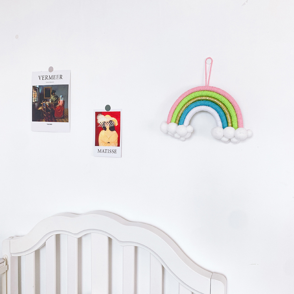 ins Decoration Nordic Style Home Decoration Children's Room Decoration Pendant Woven Clouds Rainbow Hanging Wall Decoration Hanging Decoration