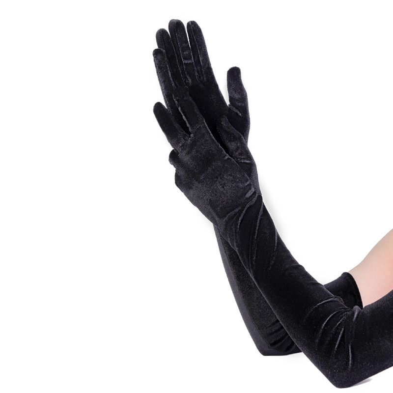 Golden Velvet Long Gloves Ceremonial Gloves Golden Velvet Evening Dress Long Gloves Golden Velvet Warm Long Gloves