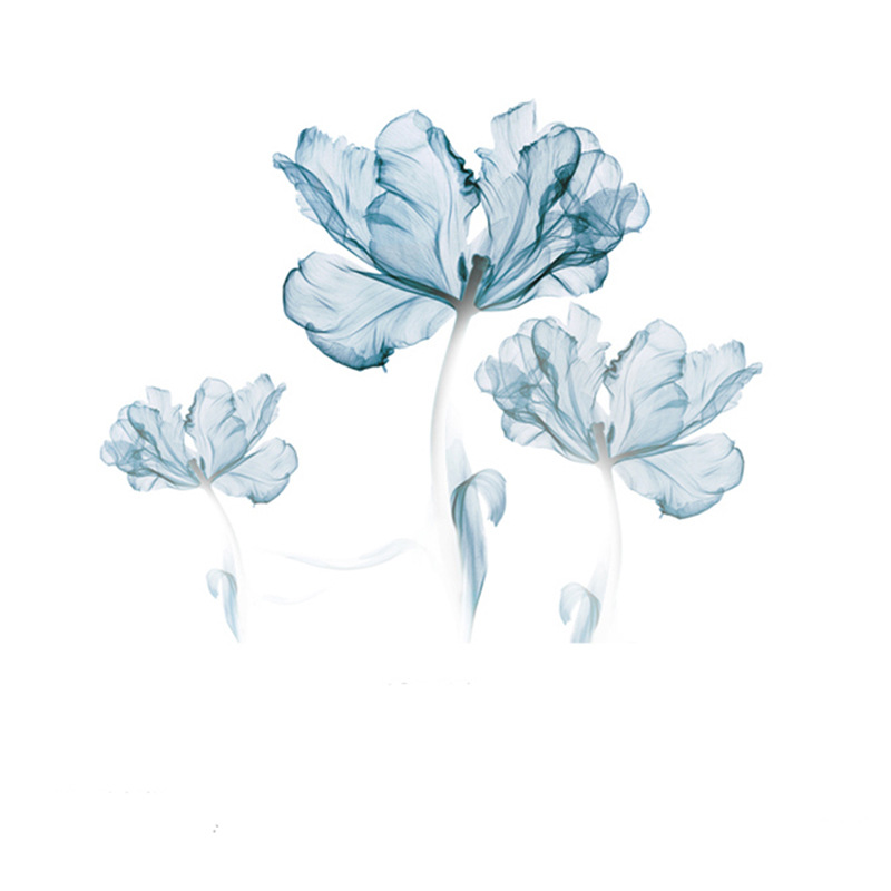 GS9074 Creative Nordic Blue Flower Wall Stickers Sofa Bedroom Room Warm Background Wall Decorative Stickers Self-adhesive Stickers