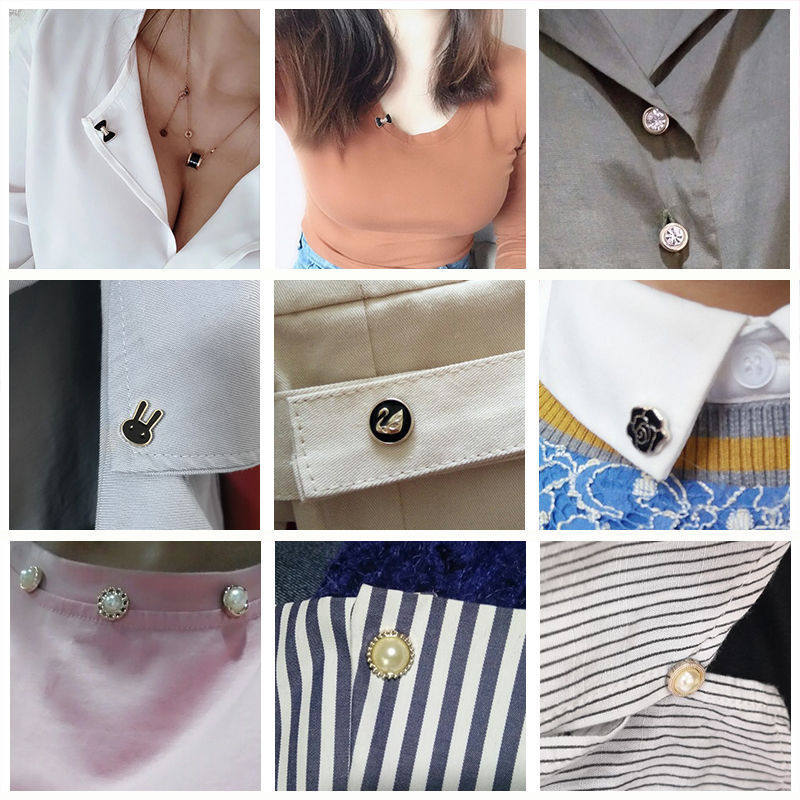 Factory Anti-slip Button Brooch Cute Button High-grade Metal Diamond Decorative Button Adjusting Seam-free Button
