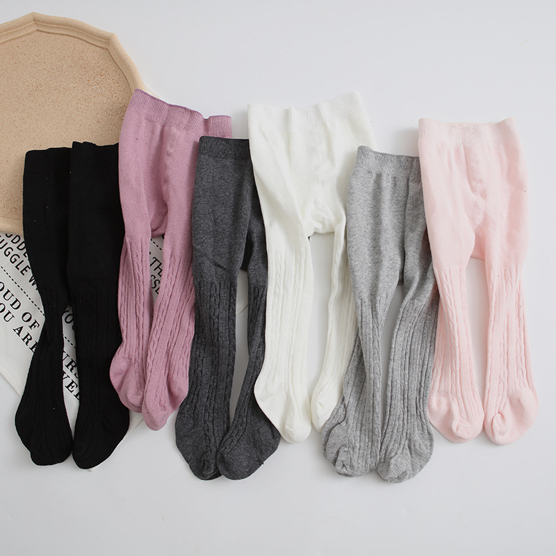 Small Seven Same Style Spring and Autumn New Twist Children's Pantyhose Boneless Stitching Comfortable Baby Going Out Pants Leggings