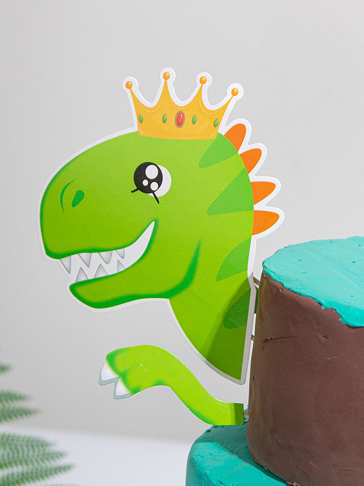 Scenario Cake Decoration Dinosaur Island Jungle Adventure Tyrannosaurus Rex Children's Birthday Atmosphere Decoration Card