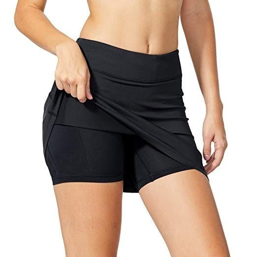 European and American explosions summer women's solid color fake two-piece pocket high waist leggings skirt pants large size factory outlet