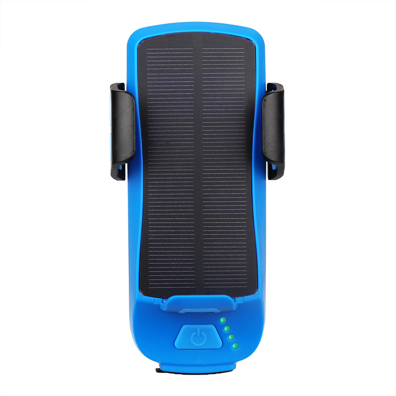 Bicycle light mobile phone holder with horn headlight four-in-one mountain bike light with charging treasure solar charging