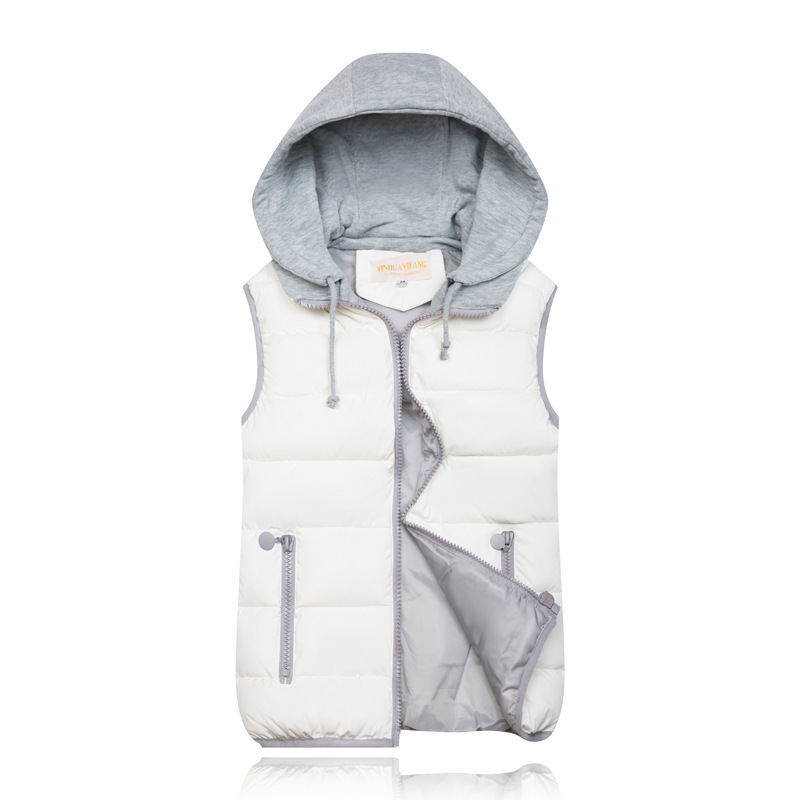 Foreign Trade Cotton Vest Women's Autumn and Winter Korean Style Large Size Vest Women's Detachable Cap Short Warm Vest Cotton Waistcoat