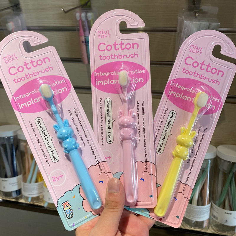 RAOYI cartoon bunny elephant children's ten thousand hair toothbrush single pack 2-10 years old baby treasure fine soft hair toothbrush