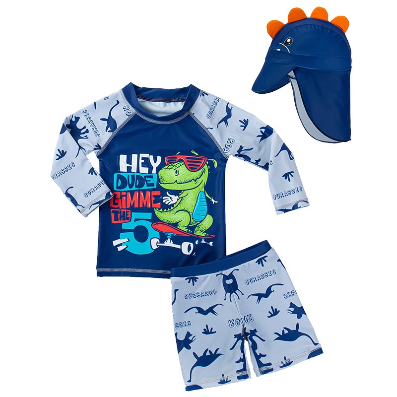 Long-Sleeved Children's Swimsuit Split Sunscreen Quick-Drying South Korea Baby Ins Swim Trunks Handsome Boys Sunshade Swimwear for Boys