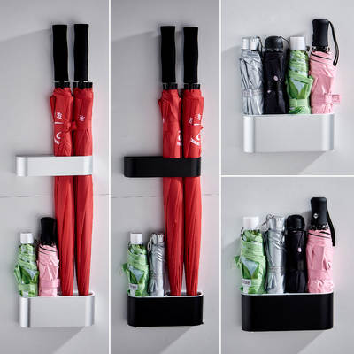 Umbrella Rack Household Simple Multifunctional Space Aluminum Punch-Free Wall Hanging Umbrella Storage Rack