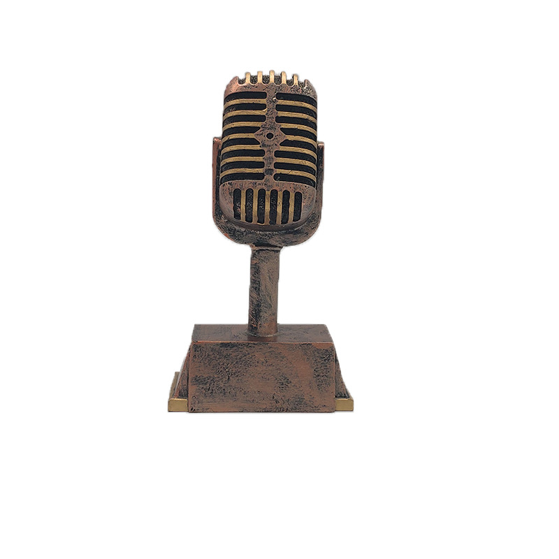 Microphone Trophy Ornaments Resin Crafts Private Competition Music Trophy Gifts for Customers KTV Ornaments