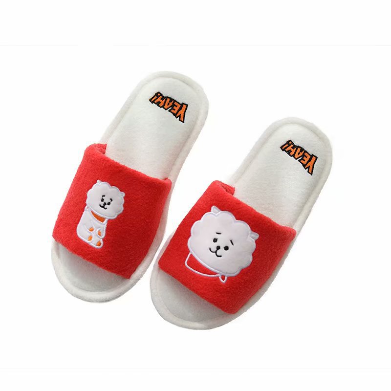 Spring and Autumn Women's Fish Mouth Slippers Sheep Love Indoor Suede Open Toe Non-slip Soft Bottom Drag