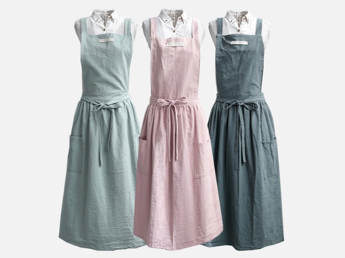 Set and Made Cotton and Linen Style Japanese and Korean Best Selling Sand Wash Comfortable Work Clothes Home Kitchen Apron Custom Logo