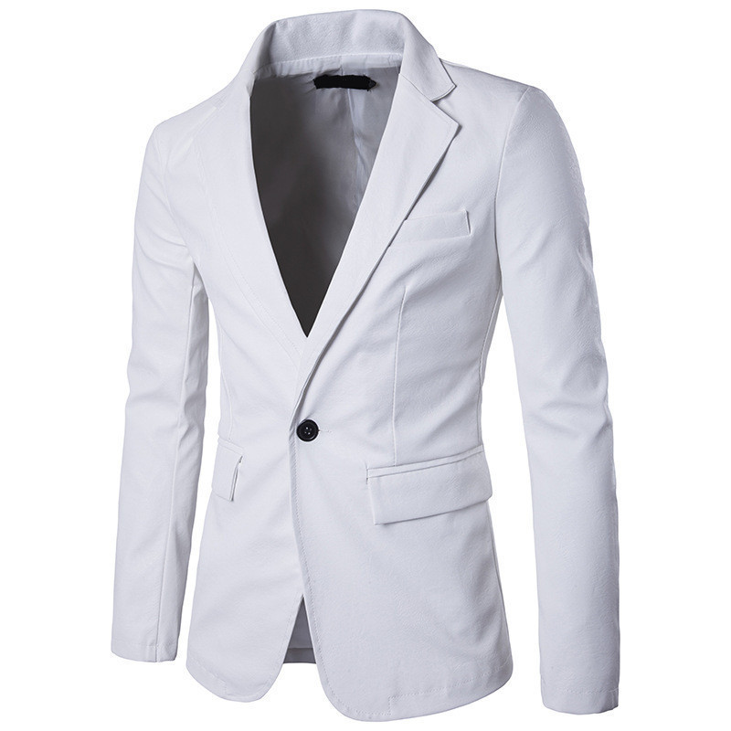 2020 Spring and Autumn New Foreign Trade Men's Wear European and American Solid Color Slim Puleather Fashion Men's Suit X307