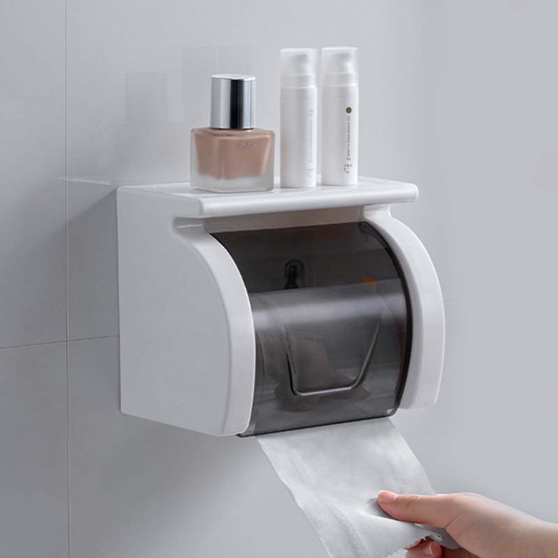 Wall-mounted Tissue Box Punch-free Waterproof Toilet Roll Paper Holder Toilet Roll Paper Hanger Toilet Paper Rack