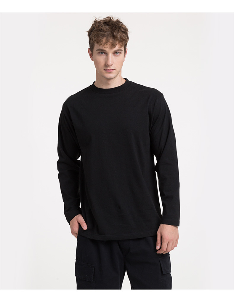 Export Japan 220g heavy cotton cotton long sleeve T-shirt loose men's and women's solid color base shirt tide casual sweater