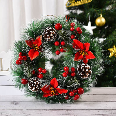 New Christmas decoration wreath manual simulation Christmas wreath door hanging window props decoration wholesale