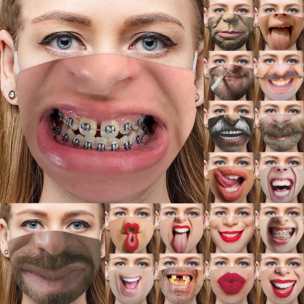 3D printing mask manufacturers cross-border foreign trade personalized cotton masks funny expression dust-proof Amazon adult masks