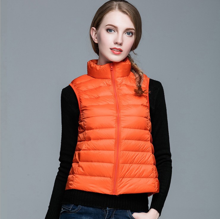 Cross-border Explosions Down Vest Women's Autumn and Winter Lightweight Short Korean Style Slim-fit Large Size Vertical Collar Vest Inner Tank Coat Trendy