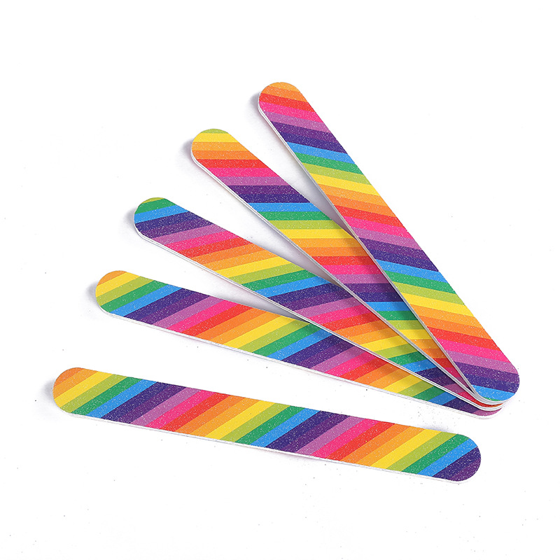 Spot rainbow nail file double-sided polishing strip nail trim trim nail tools custom wholesale
