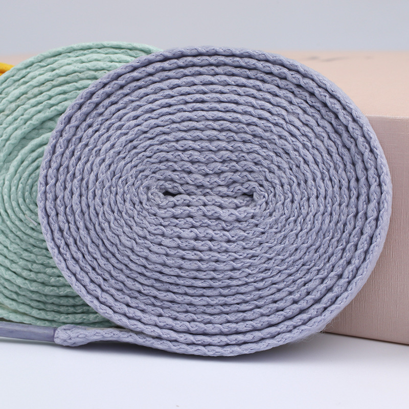 Polyester plain weave white shoes shoelace colorful flat white sneaker shoelace