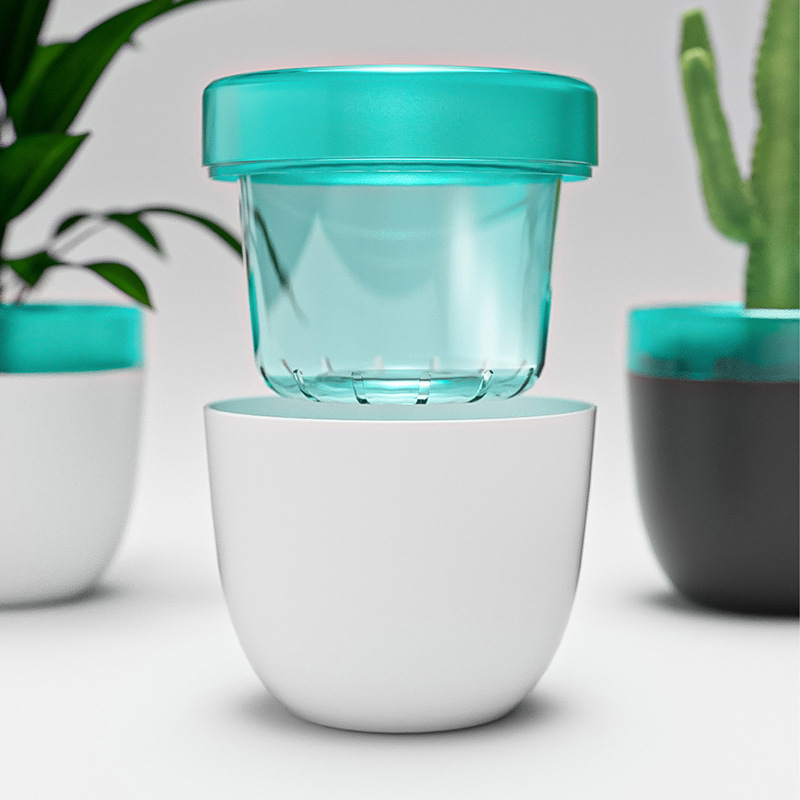 Automatic water absorption and water-free storage flowerpot for lazy people automatic watering resin plastic fleshy white flowerpot potted living room