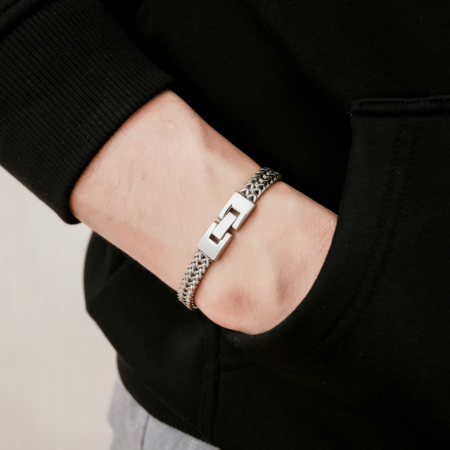 New Arrival Stainless Steel Keel Chain Bracelet Steel Color Men's European and American Style Cross-border Hot Selling Titanium Steel Men's Jewelry