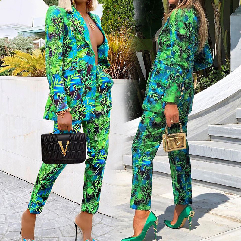 ZL1376 spot fashion suit 2023 autumn and winter European and American temperament leisure suit pants two-piece set