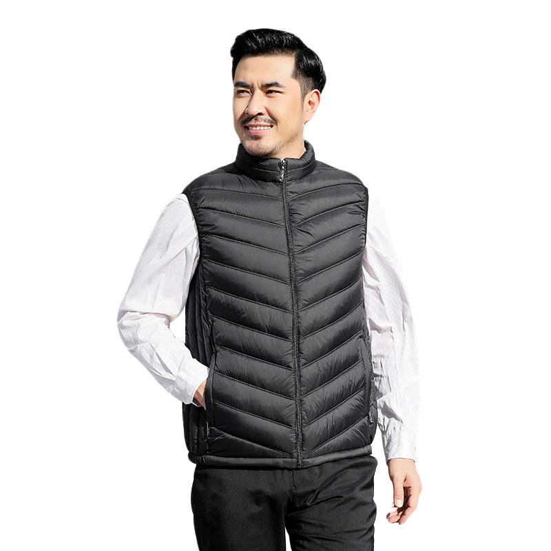 Winter cotton-padded jacket vest spot non-hooded warm casual black loose three-dimensional patch bag stand collar solid color zipper