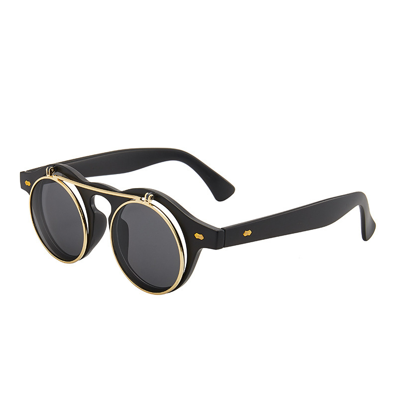 Steampunk Double Layer Flip Glasses Sunglasses Dual-purpose Sunglasses European and American Sunglasses Cross-border Glasses in stock