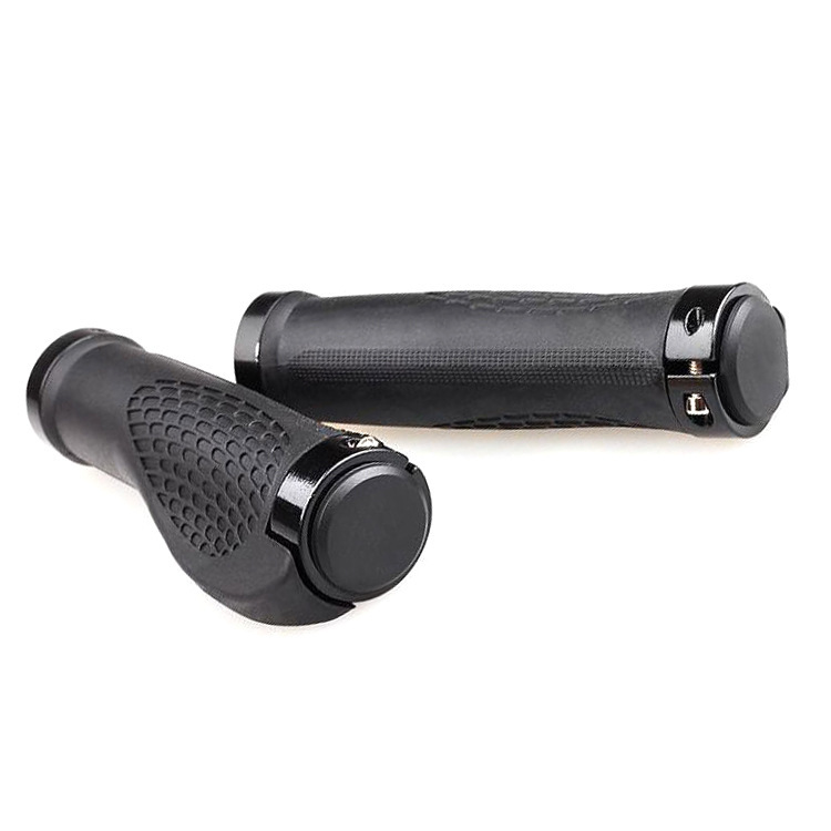 Ergonomic rubber locking bicycle handle grip aluminum alloy small pair handle Horn set non-slip Silk spot