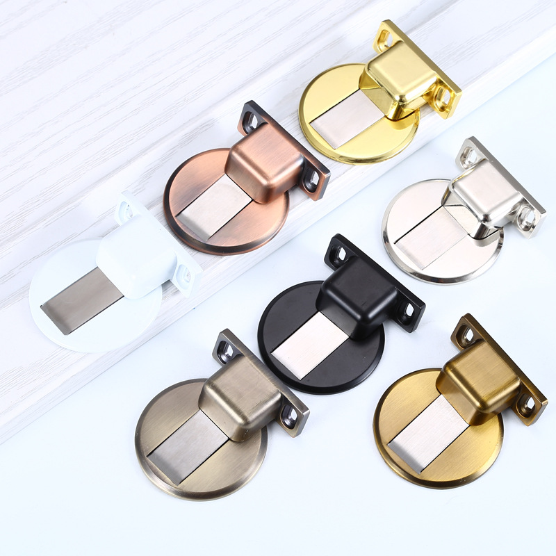 Factory direct non-perforated zinc alloy floor suction door invisible zinc alloy floor suction wooden door door stop strong magnetic door suction