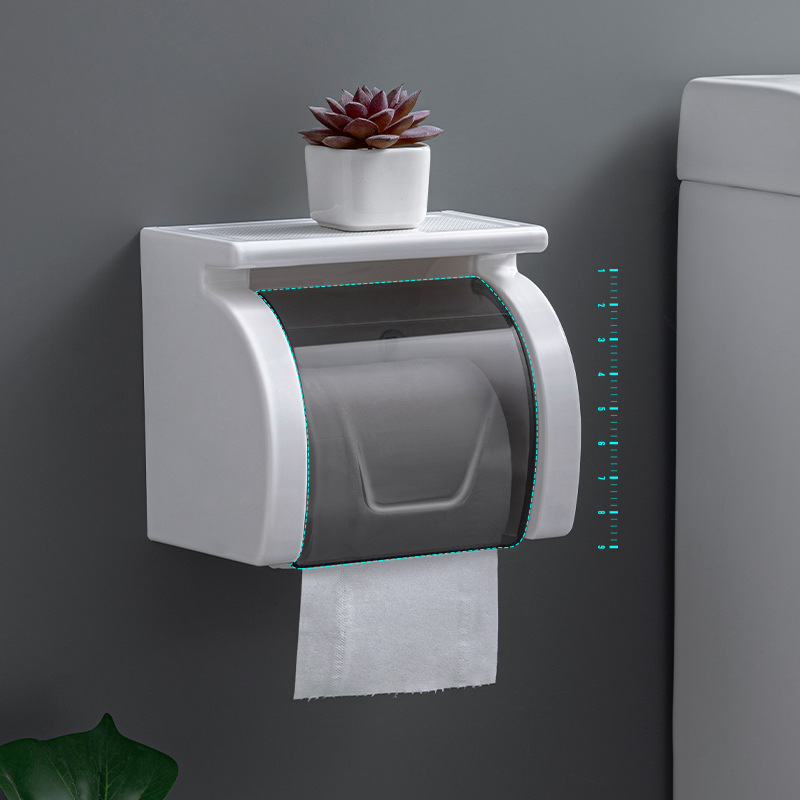 Wall-mounted Tissue Box Punch-free Waterproof Toilet Roll Paper Holder Toilet Roll Paper Hanger Toilet Paper Rack