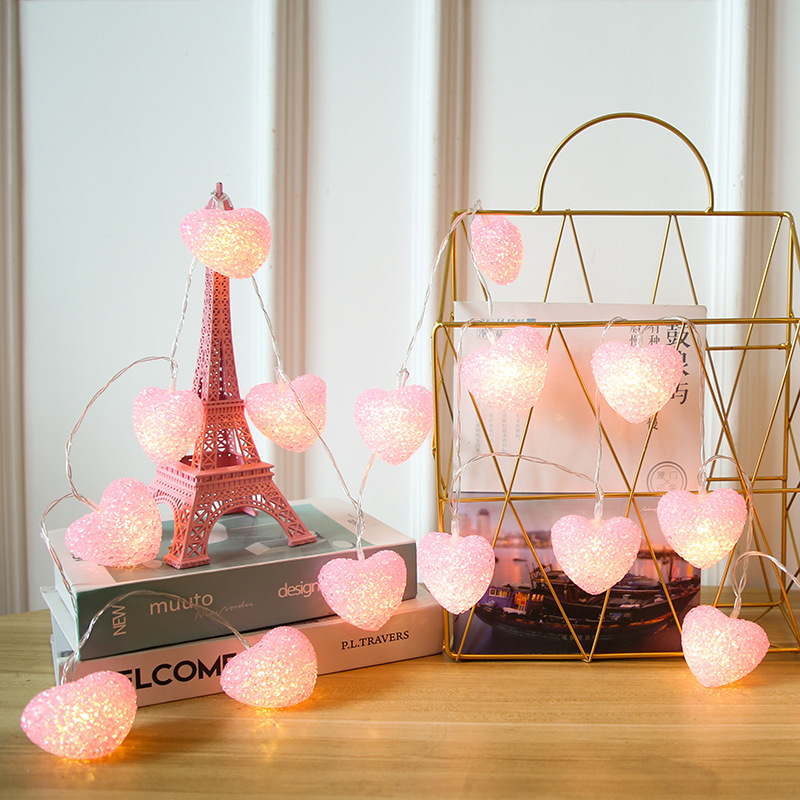 Stall Girl's Heart Valentine's Day Love Light String LED Battery Box Wedding Party Decorative Lantern ins Amazon