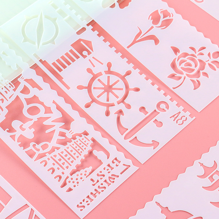 New Daily building strip painting template Primary School students hand-written newspaper material painting drawing template ruler